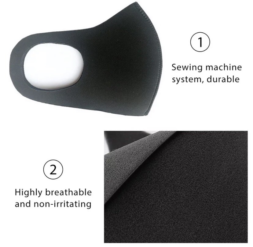 (Pack of 2) Face Mask Fashion Face Mask Washable Reusable Unisex Adult Black