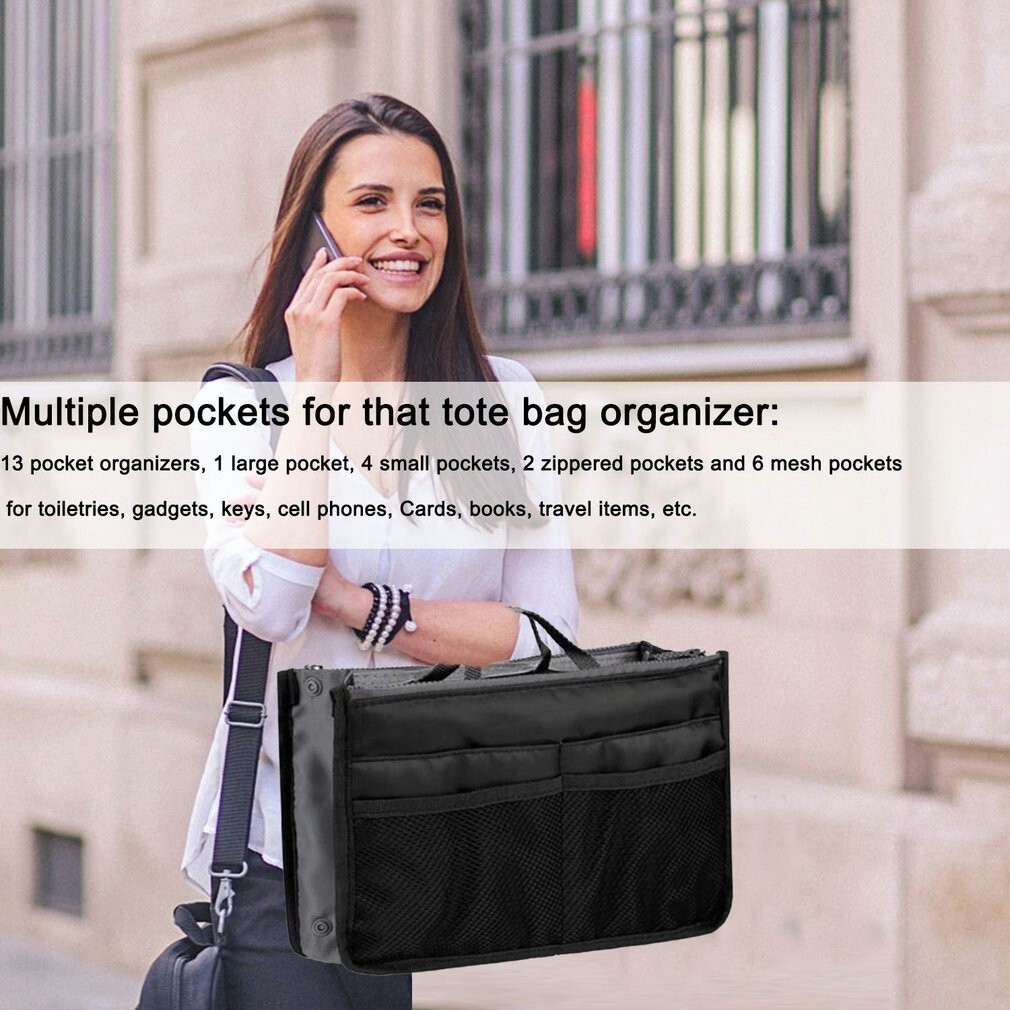 Tote Organizer Insert Bag Women Travel Large liner Handbag Purse Lady Makeup