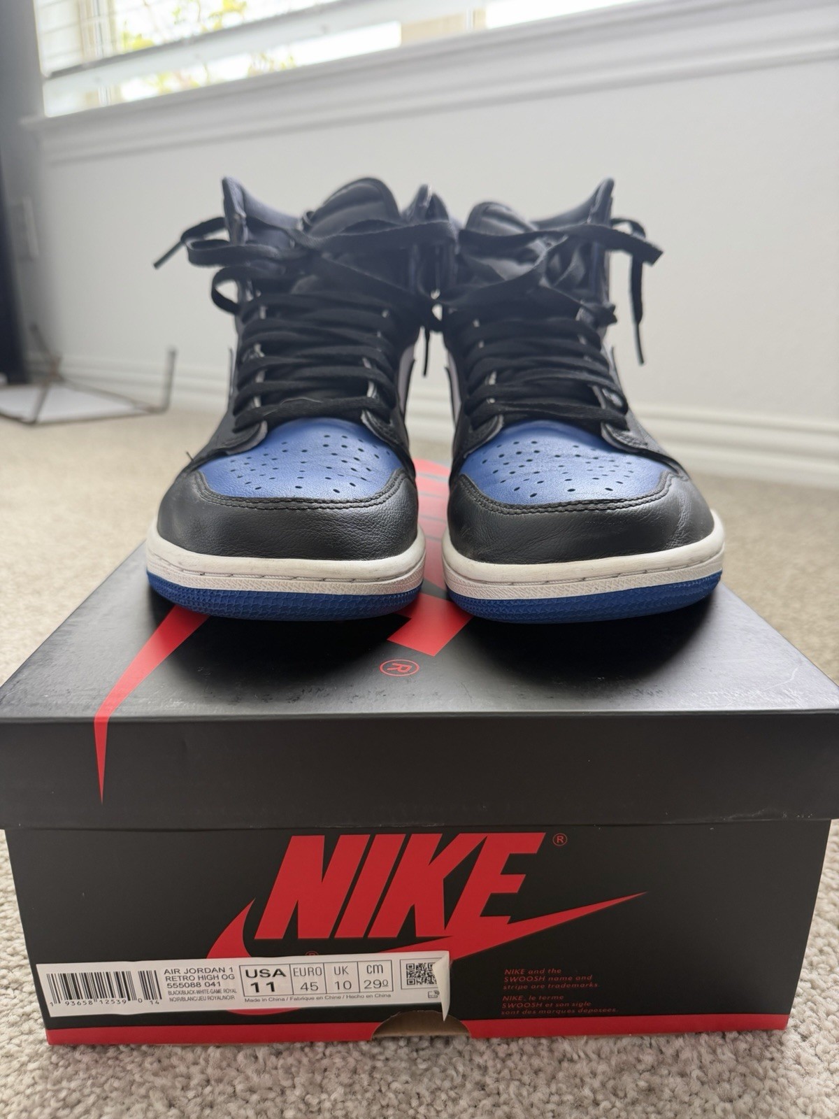 Jordan Air Jordan 1 Retro High OG Royal Toe Black/White/Game Royal 555088-041
