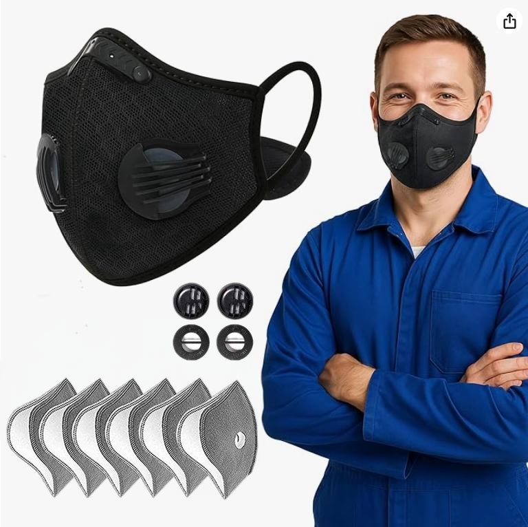 Face Mask with Active Carbon Filter Breathing Valves Reusable Cycling Sport Mesh