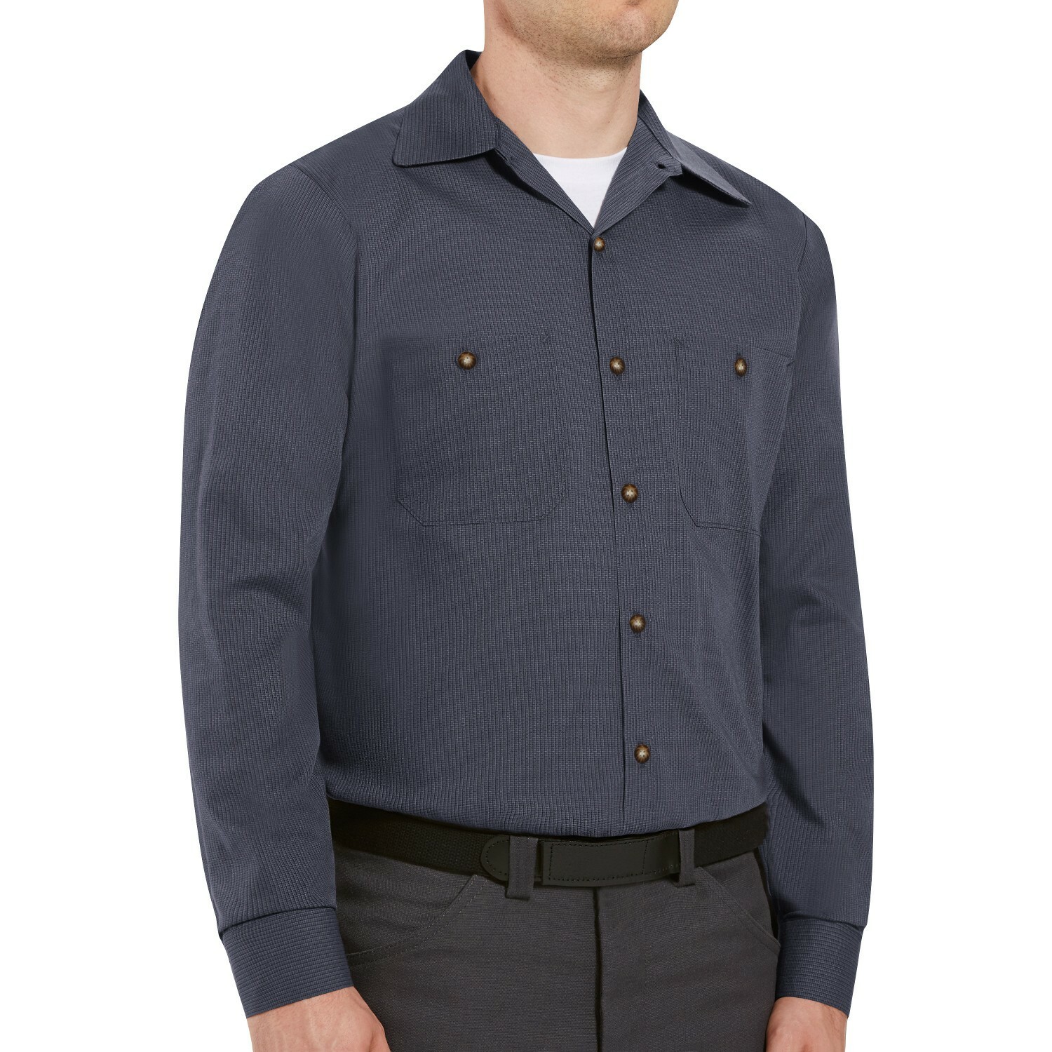 Red Kap Work Shirt Poplin Geometric Microcheck 2 Pocket Men’s Industrial Uniform