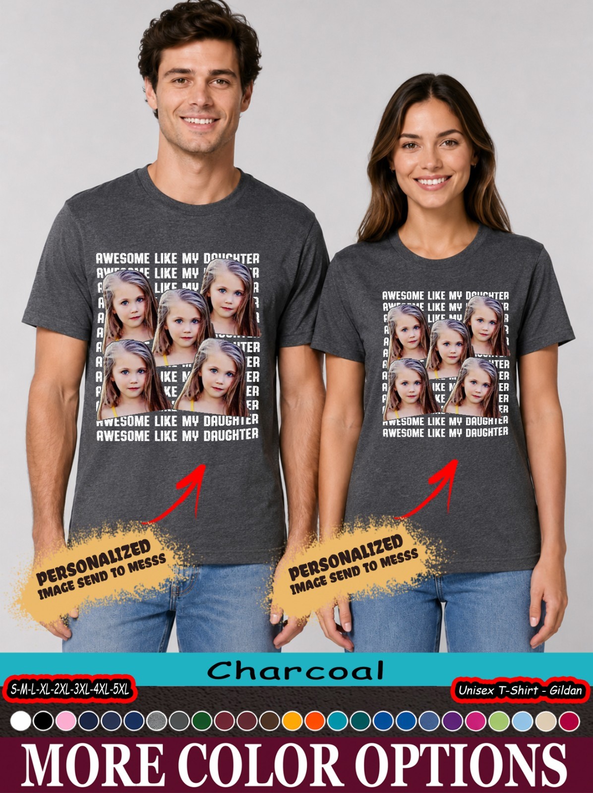 Custom Photo Awesome Like My Daughter Vintage Style Shirt, Dad Family Gift