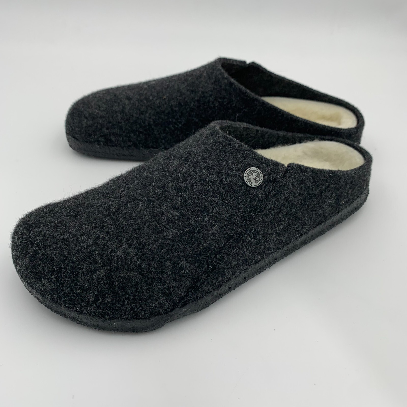 Birkenstock New w/ Box Zermatt Rivet Shearling Anthracite Wool Felt Regular