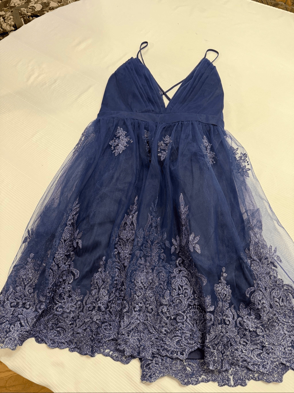 NWT Maniju Navy Blue Lace Cocktail Party Dress Size Large New