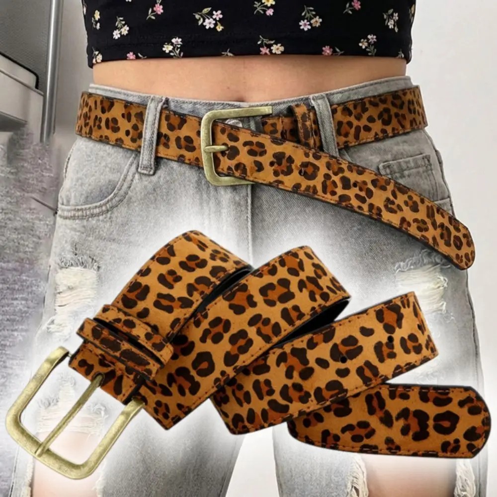 Ladies Casual Belt Leopard Print Fashion Waist Strap PU Leather Belt Women