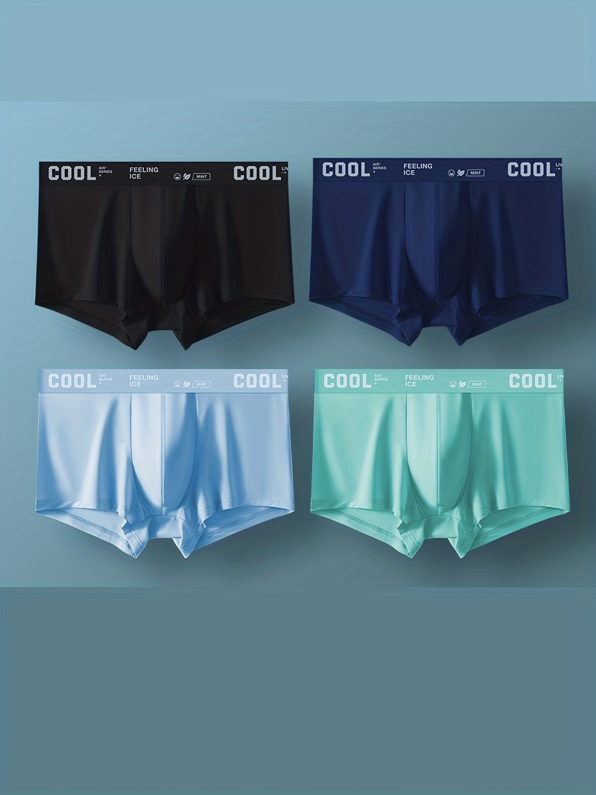 4pcs Men’s Ice Silk Cool Underwear, Sexy Ultra-thin Antibacterial Boxers Briefs