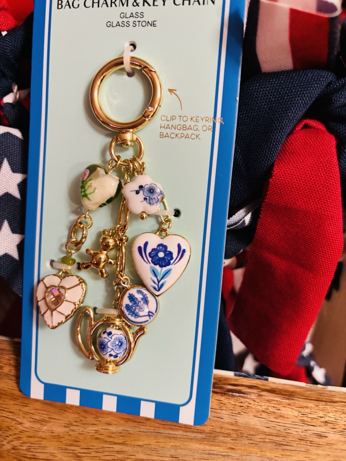 💙NWT Piper K Floral Teapot Themed Bag Charm / Keychain