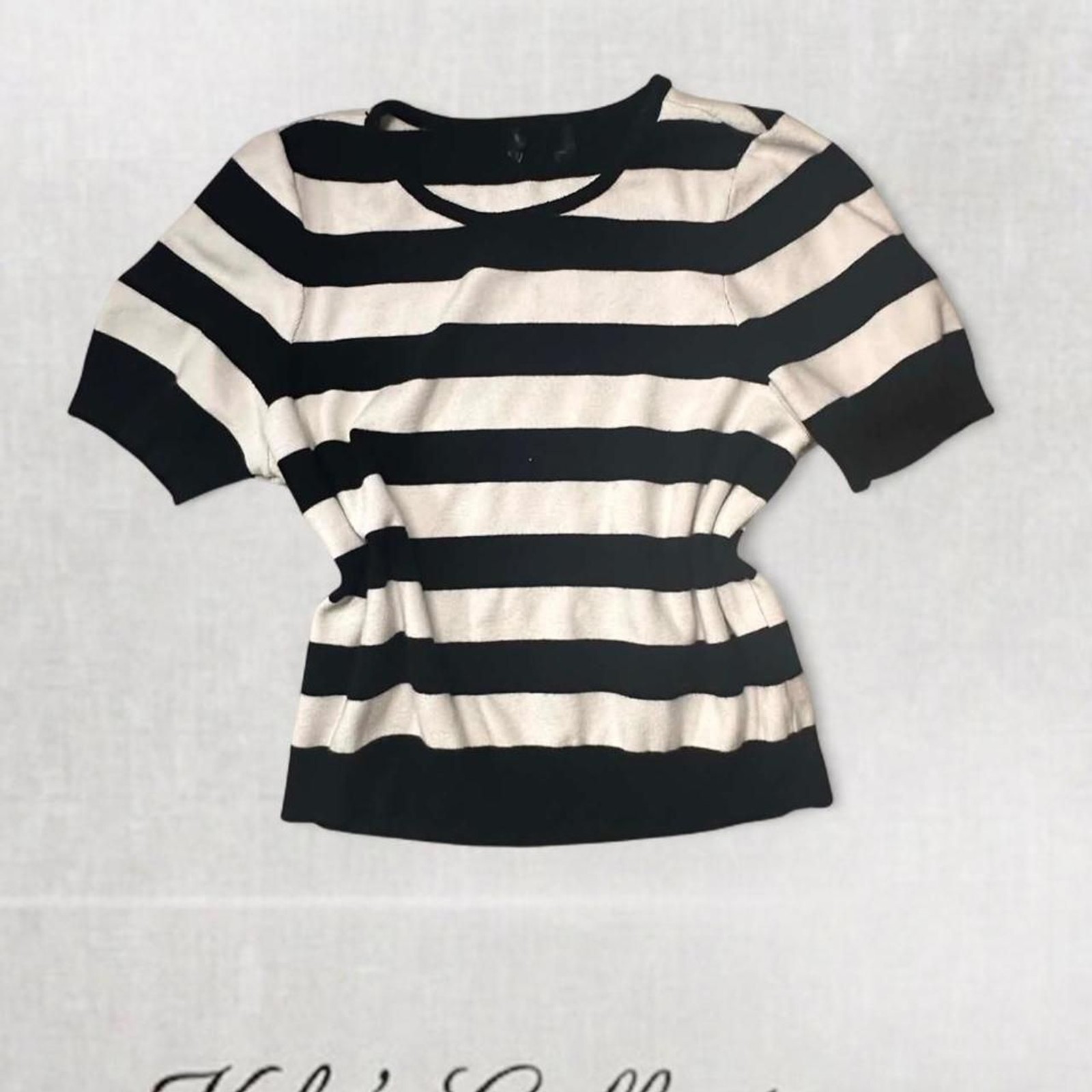 Goth vampy style black and white stripes knit style top