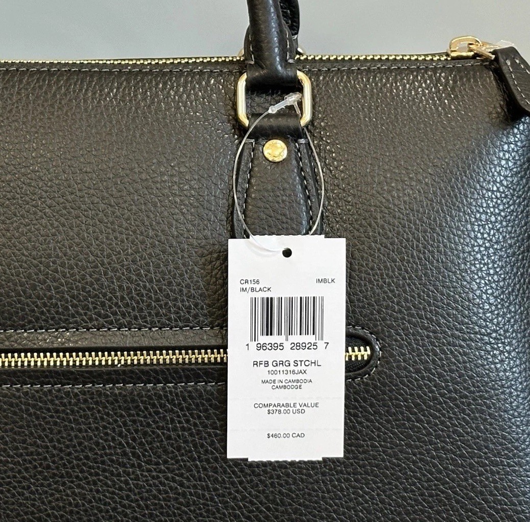 COACH Georgia Satchel Bag In Refined Pebble Leather – CR156 – Gold/Black