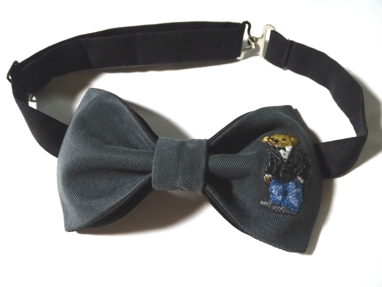 NEW Mens Preppy Bear Bow tie Custom Grey/Black Pre Tied Adjustable Wedding Tie