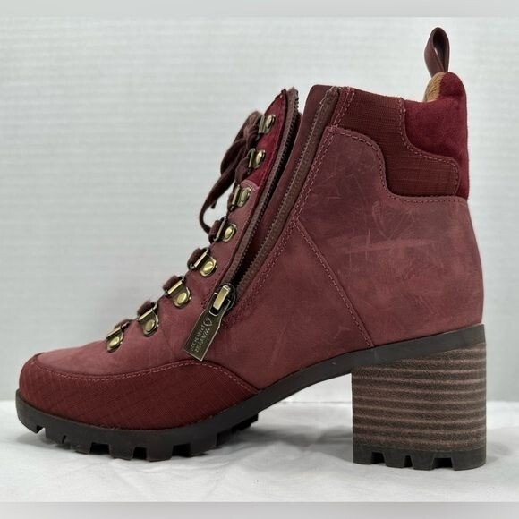 Vionic Womens Spencer Burgundy Combat Boots Size 5 Medium (B, M)