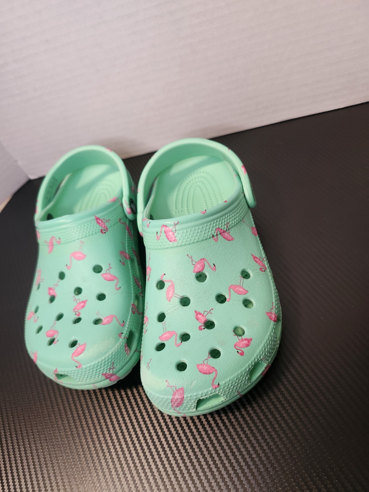 Crocs Classic Clogs Green Blue With Pink Flamingos Size W8 M6
