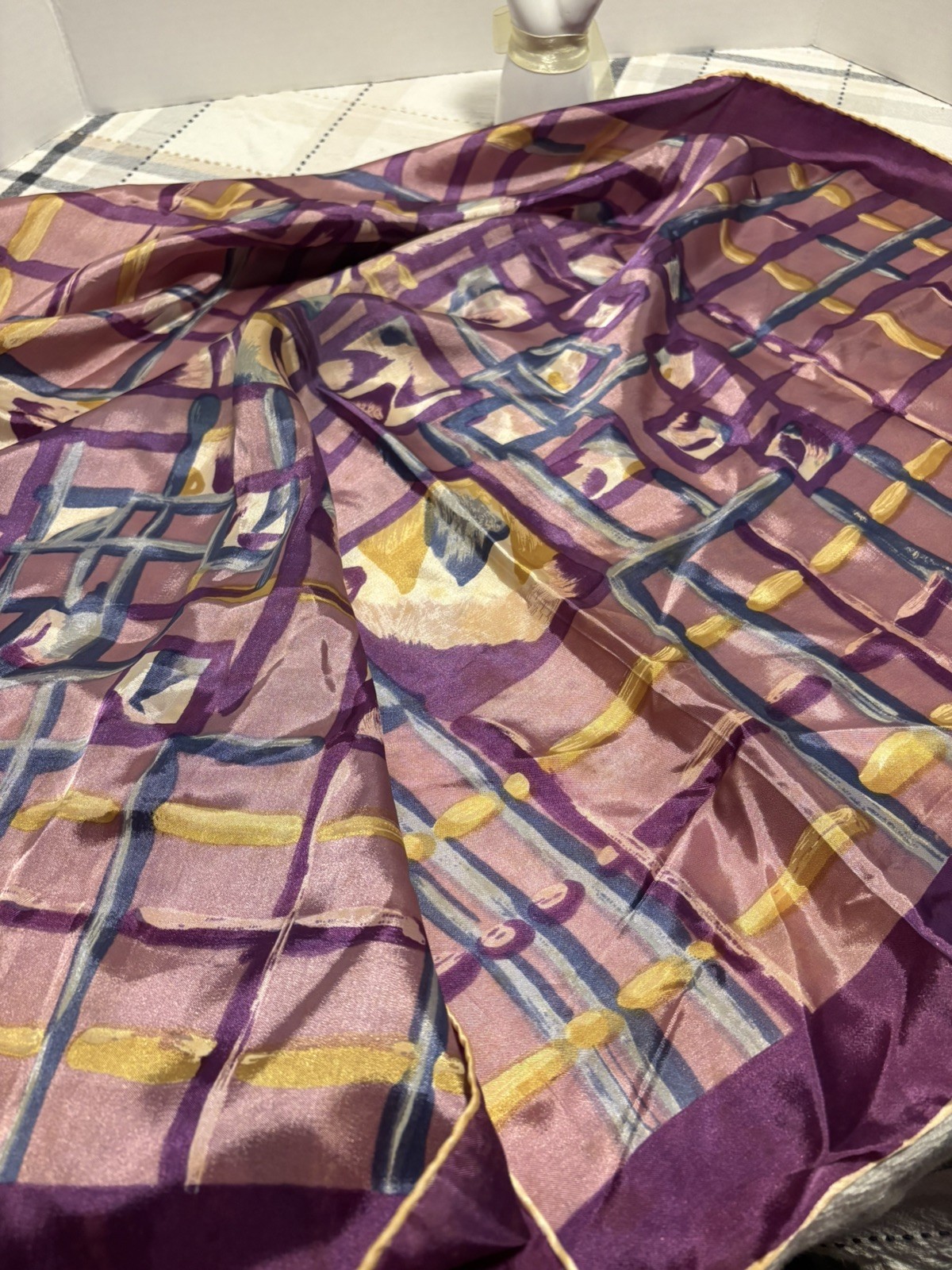 Vintage Abstract Geometric Art Scarf 31”X31”‎ Acetate Retro