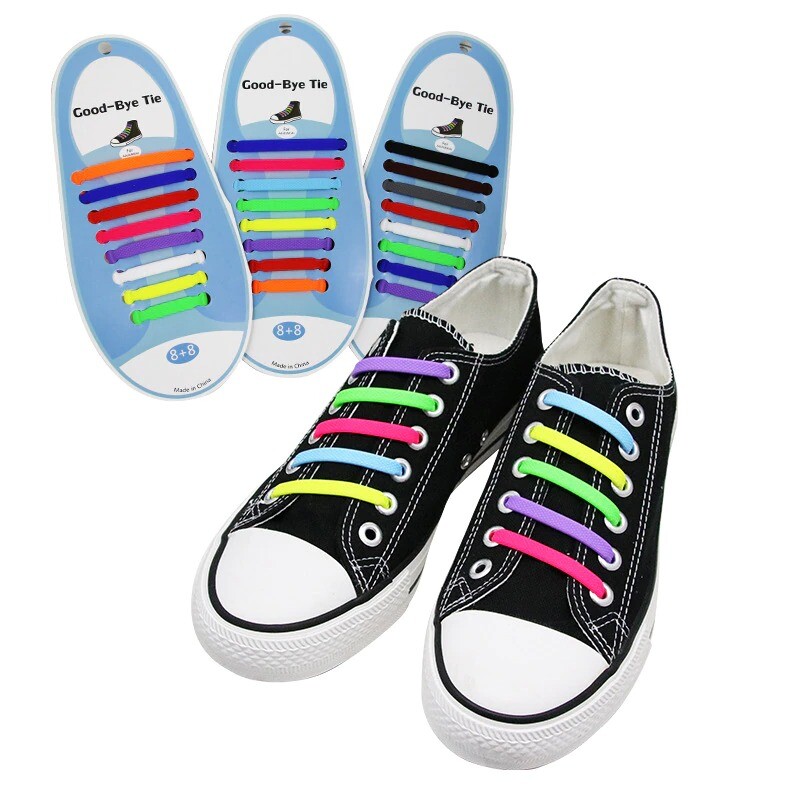16Pcs Easy No Tie Shoelaces Elastic Flat Lazy Silicone Shoe Lace Strings Adult