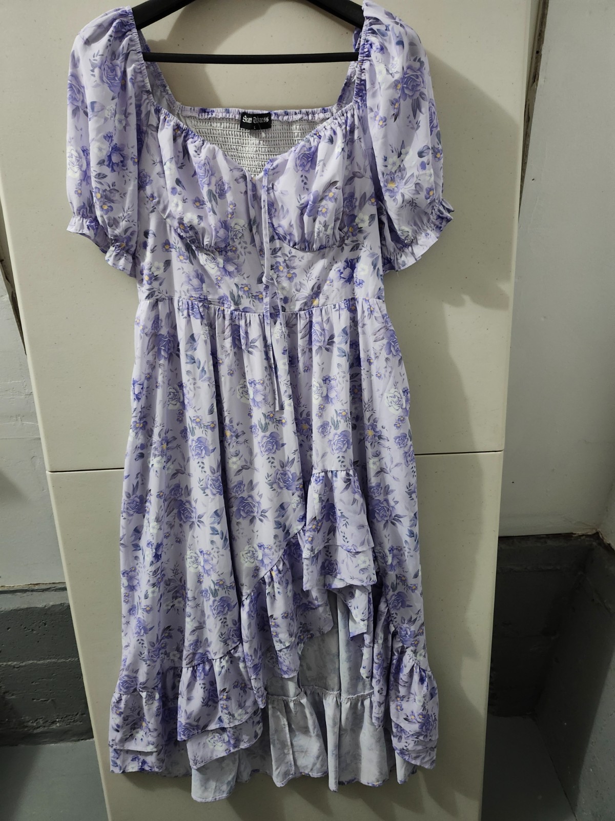 Scarlett Darkness Dress Womens L Lilac Victorian Puff Milkmaid Bodice Smock Boho