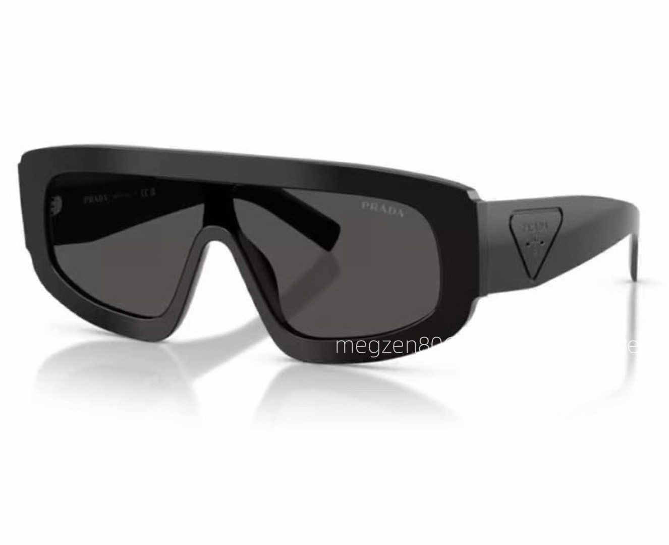 Prada D10S Shield Sunglasses Unisex Women/Men Black Frame / Gray Lenses Shades