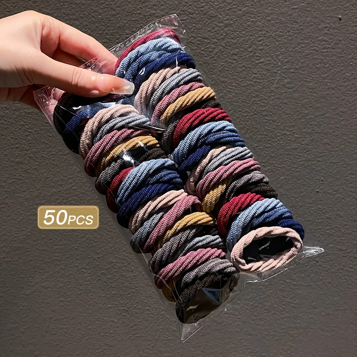 50PCS Girls Mixed Color Hair Ties Elastic Ponytail Holders Hair Accessories