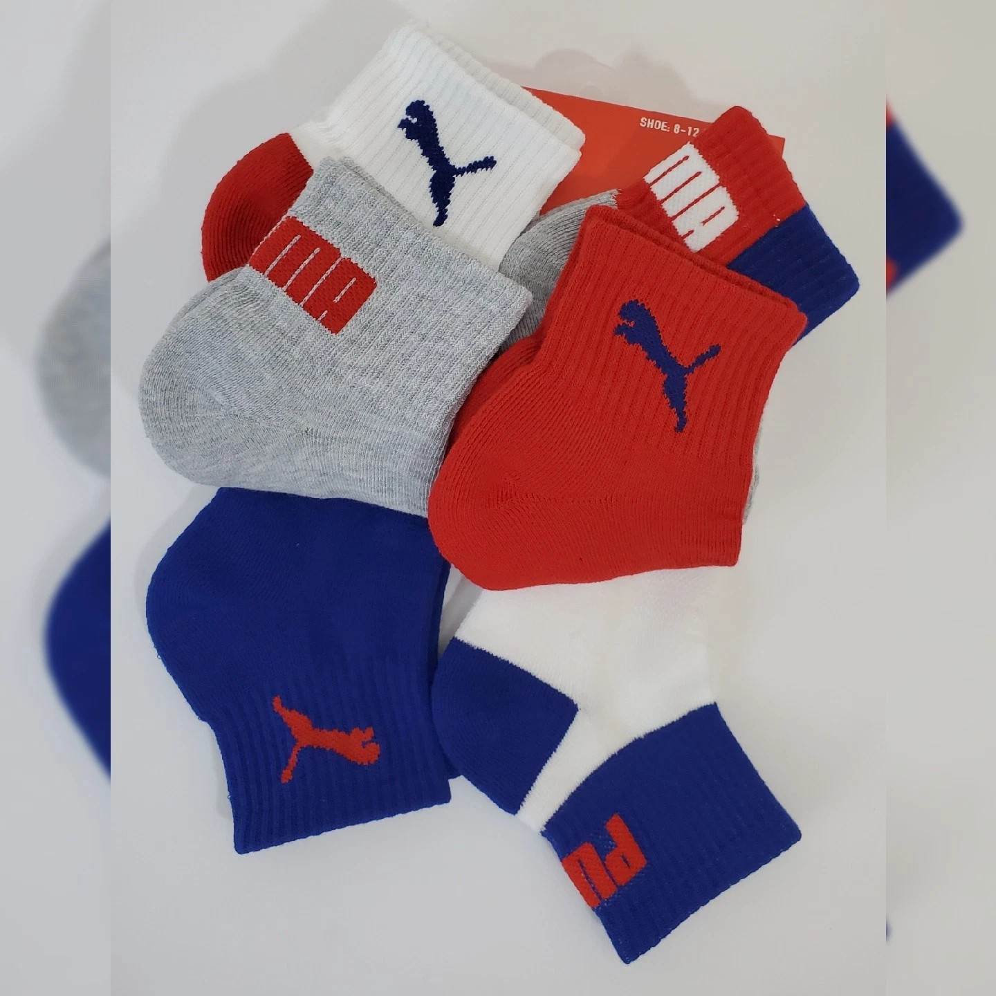 PUMA QUARTER CREW MEN’S SOCKS 6 PAIR SIZE SHOE 8-12 SOCK 10-13 USA SOCCER