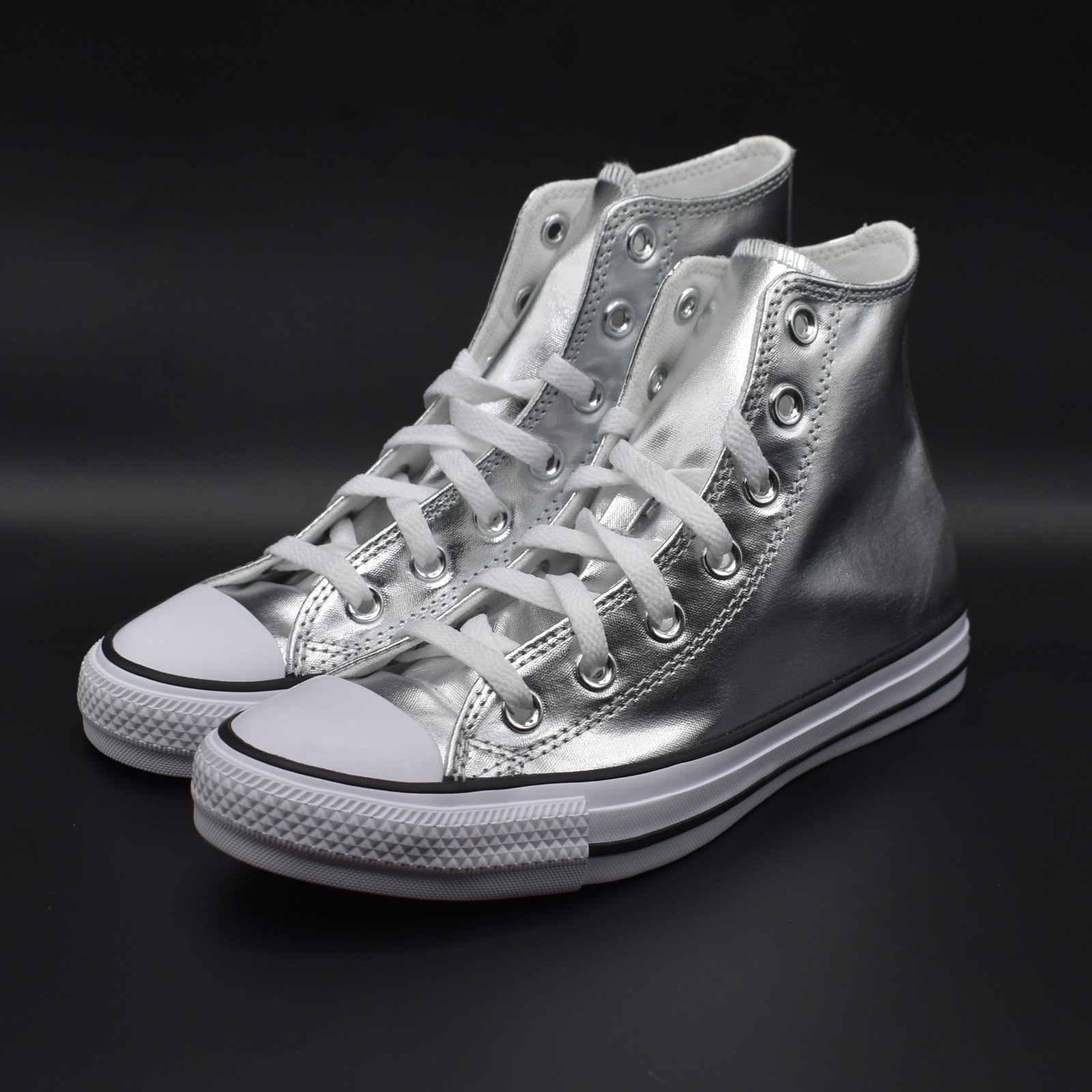 Converse Chuck Taylor All Star Hi Sneakers Metallic Silver W8 M6 NEW A14875C NIB