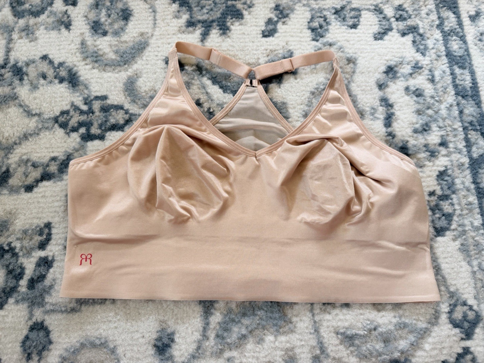 Ruby Ribbon Pin Up Demiette Bra 44 Nude Beige Lace Racerback Shapewear