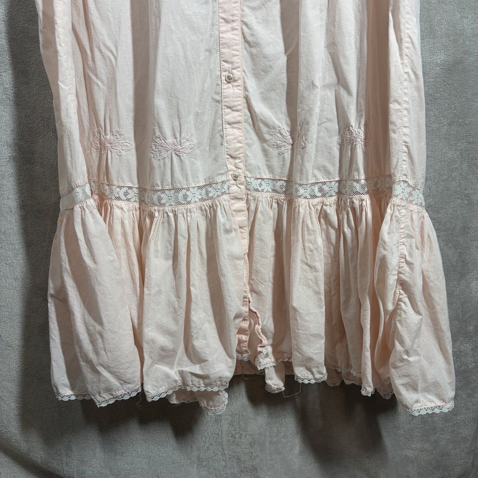 VTG Saybury Prairie Nightgown Size S Pink Cotton Victorian Cottagecore Granny