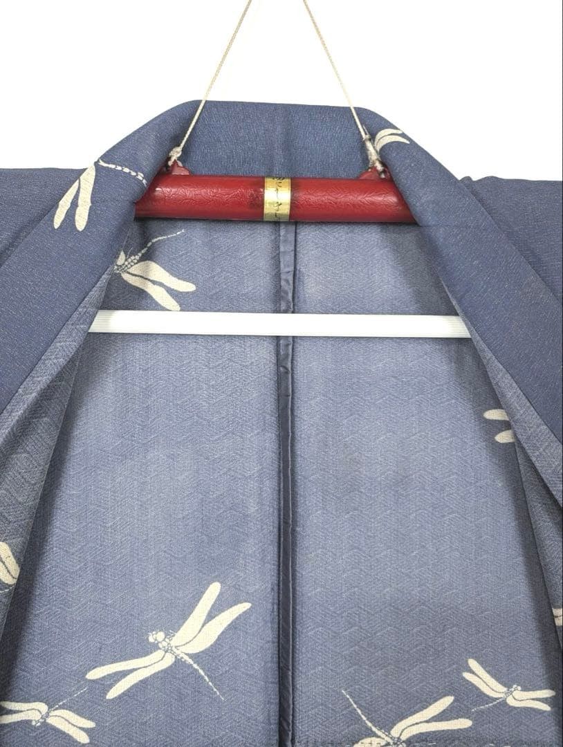 Silk Summer Kimono Ro Mon Small Pattern 150cm 64cm Tranquil Blue Dragonfly