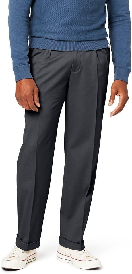 Dockers Men’s Relaxed Fit Comfort Khaki Pants – Pleated Front Casual Dress Slack