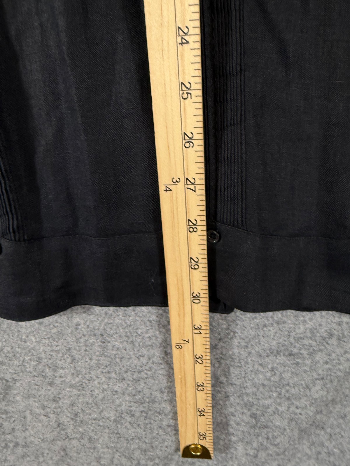 Mojito Signature Co. Guayabera Wedding Shirt Mens XL Black Linen French Cuffs