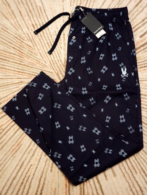 Psycho Bunny Printed Allover Bunny Woven Cotton Men’s Pajama Lounge Pant New