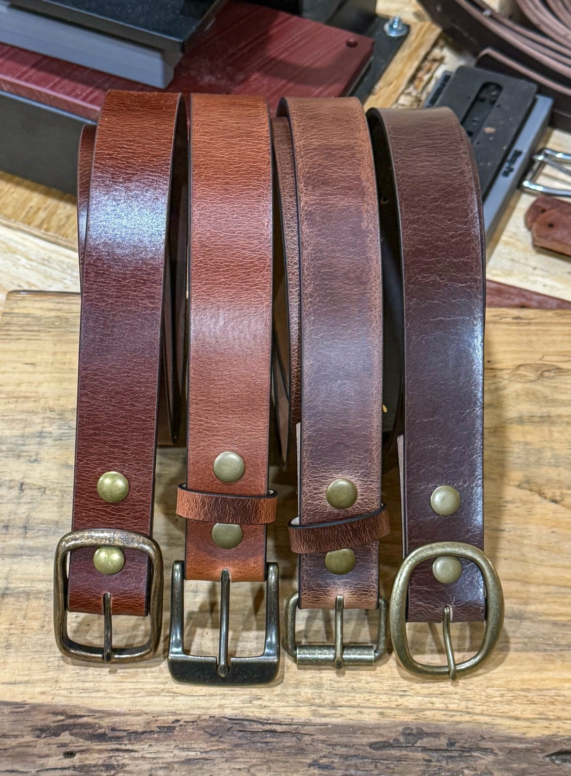Men’s Full Grain Buffalo Leather Belt – Handmade USA, Casual Work, 1.5″ Wide