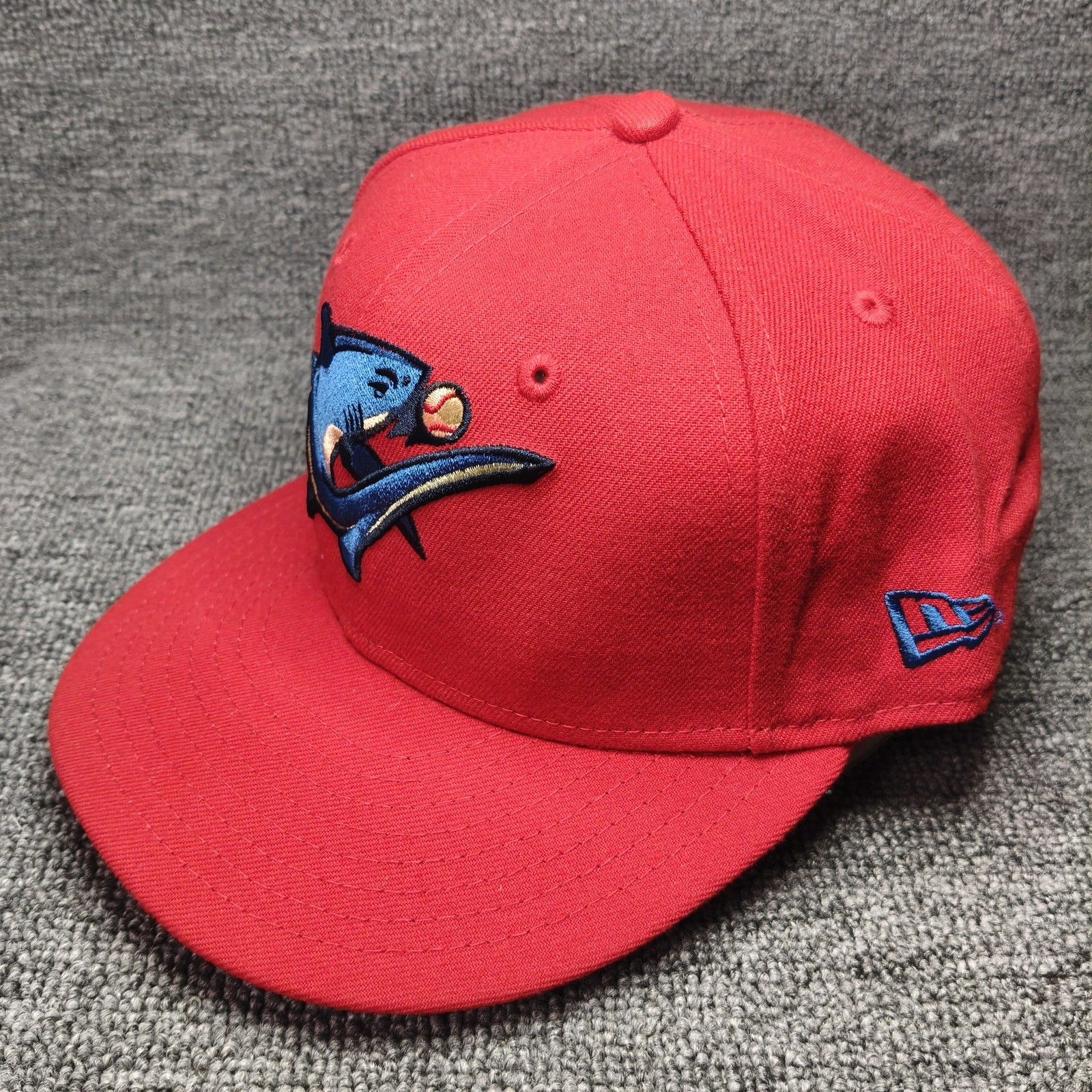 New Era Wilmington Sharks 59FIFTY Fitted Red Flat Brim Hat 7 1 4