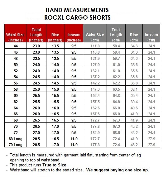 Big & Tall Sizes 46 – 72 Men’s ROCXL Cargo Shorts Expandable Waist