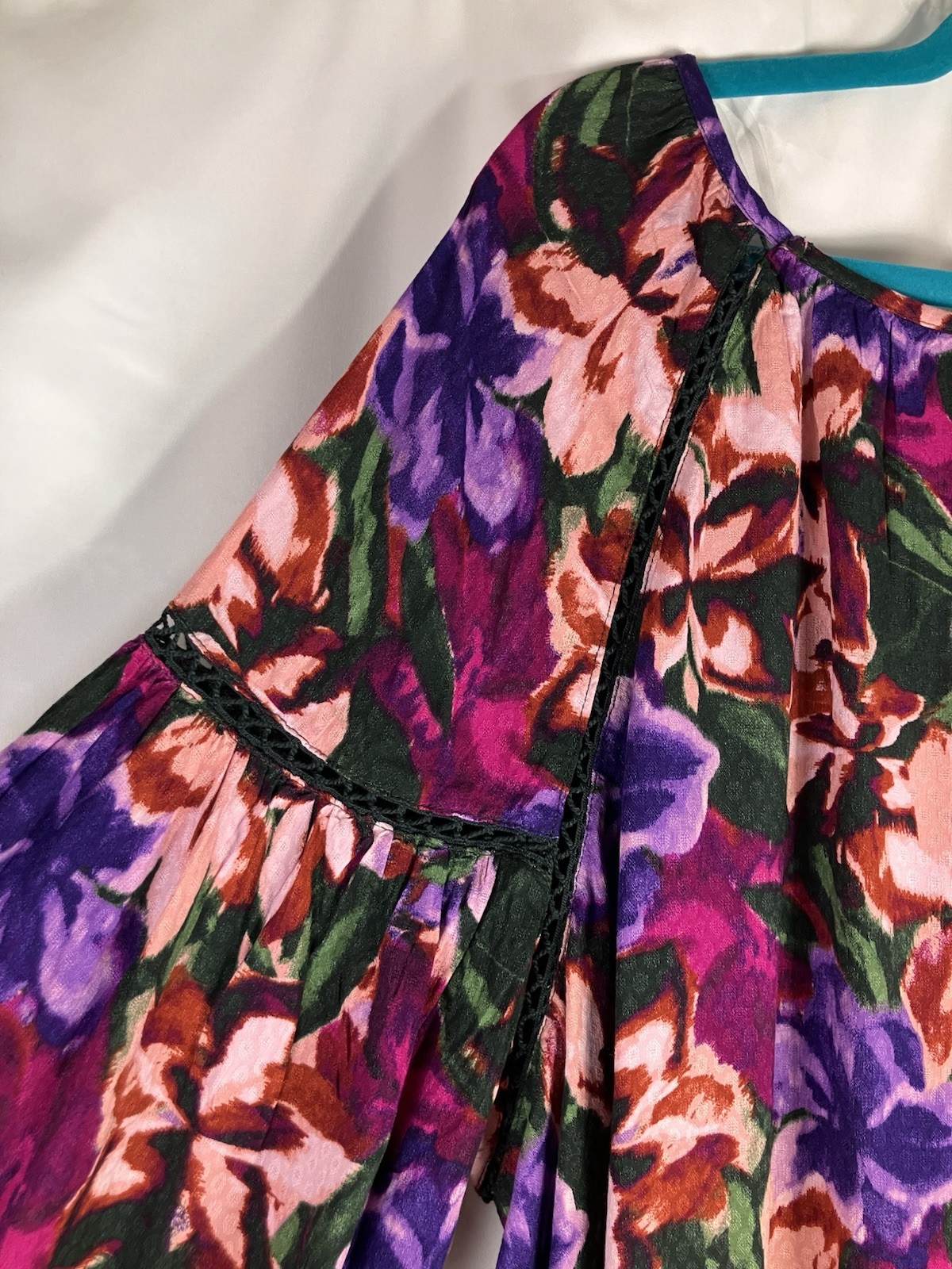 Terra & Sky 4X NWT Green Purple Pink LS Tunic Top Embroidered Boho Artsy