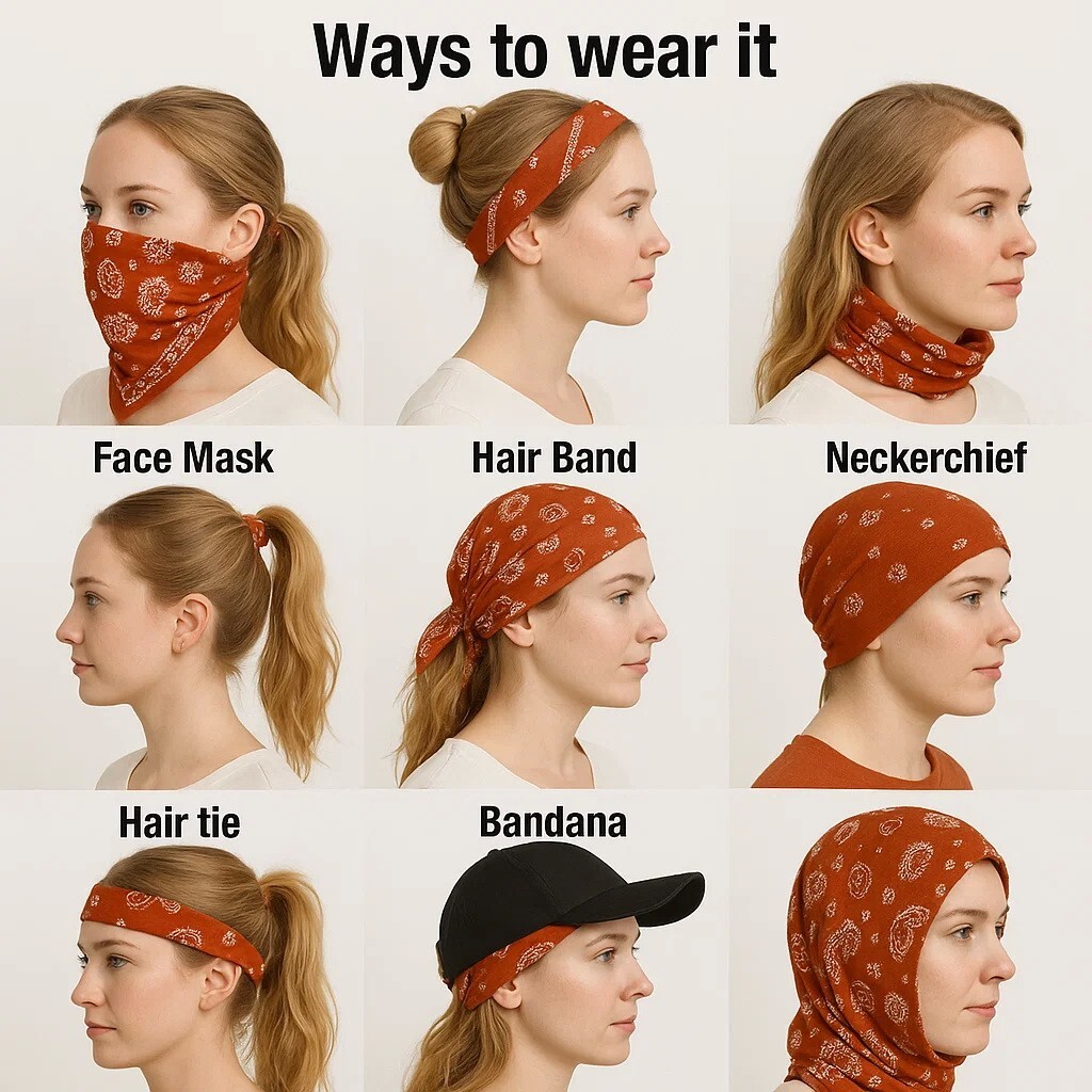 Bandana 100% Cotton Double Sided Print Paisley Cowboy Scarf Party Favor Headband
