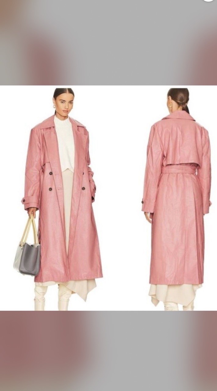 $328 Free people dusty pink trench coat with no belt. Vegan leather