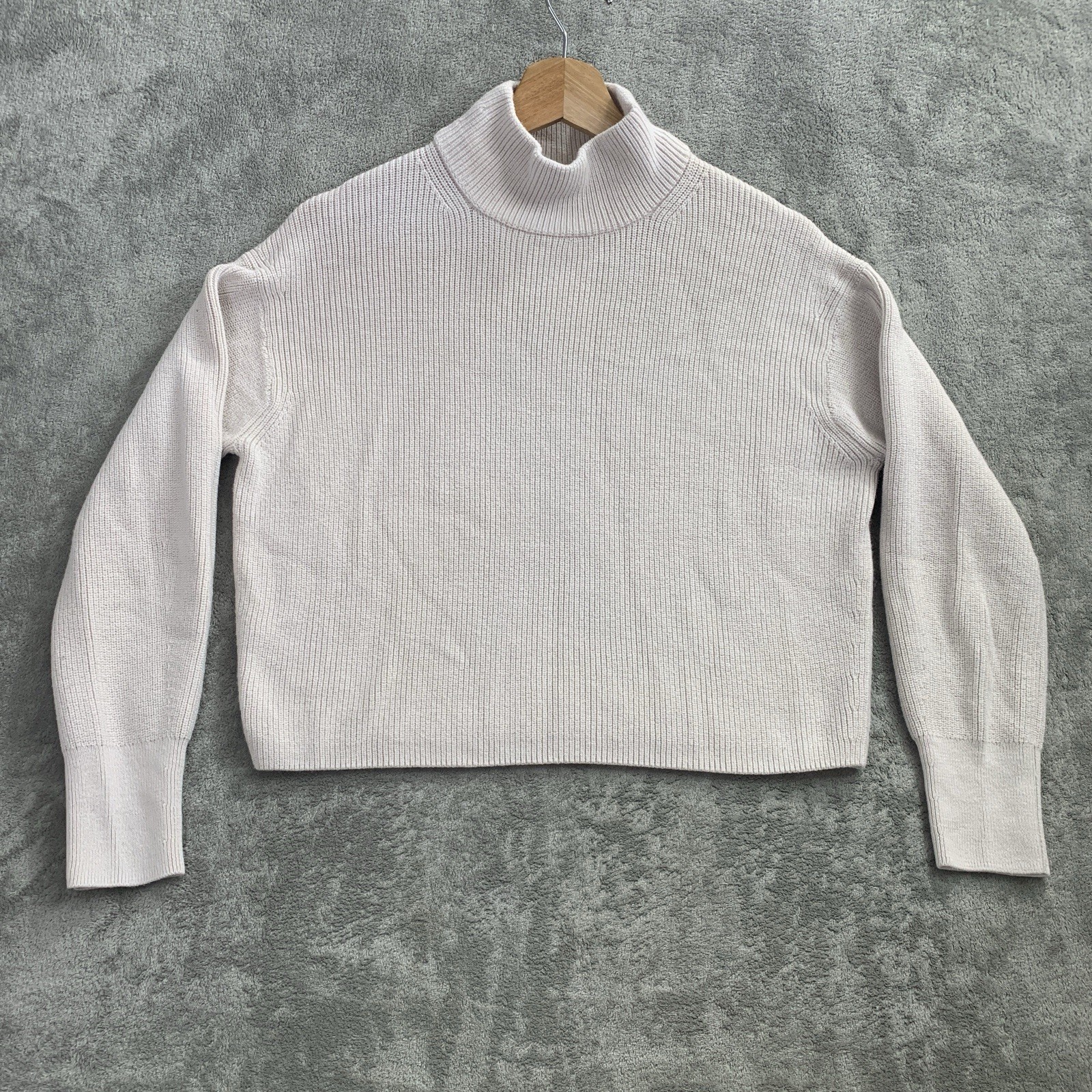 Lululemon Sweater Womens 2 Ribbed Merino Wool Blend Turtleneck Heathered Natural