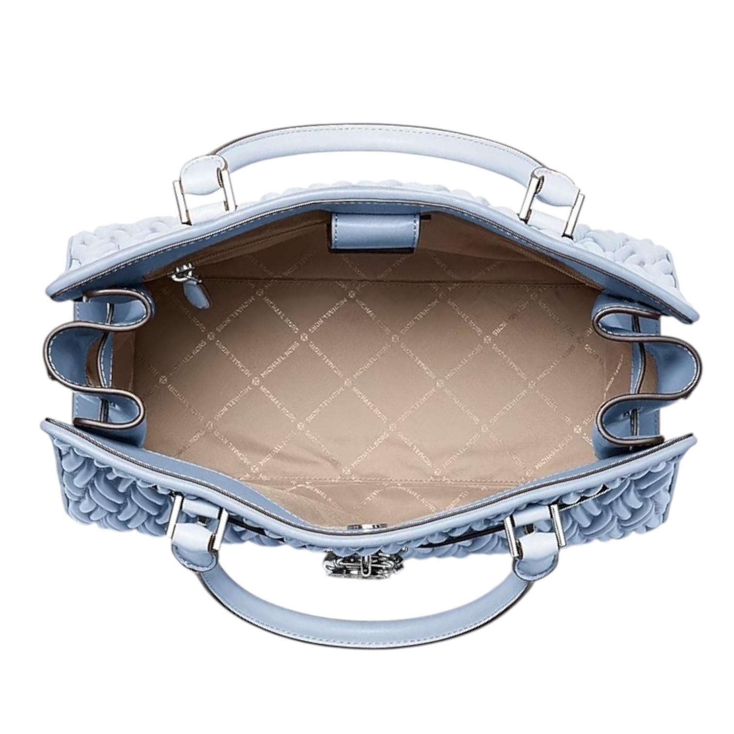 Michael Kors Hamilton Medium Matelassé Satchel Bag Blue Pale Ocean