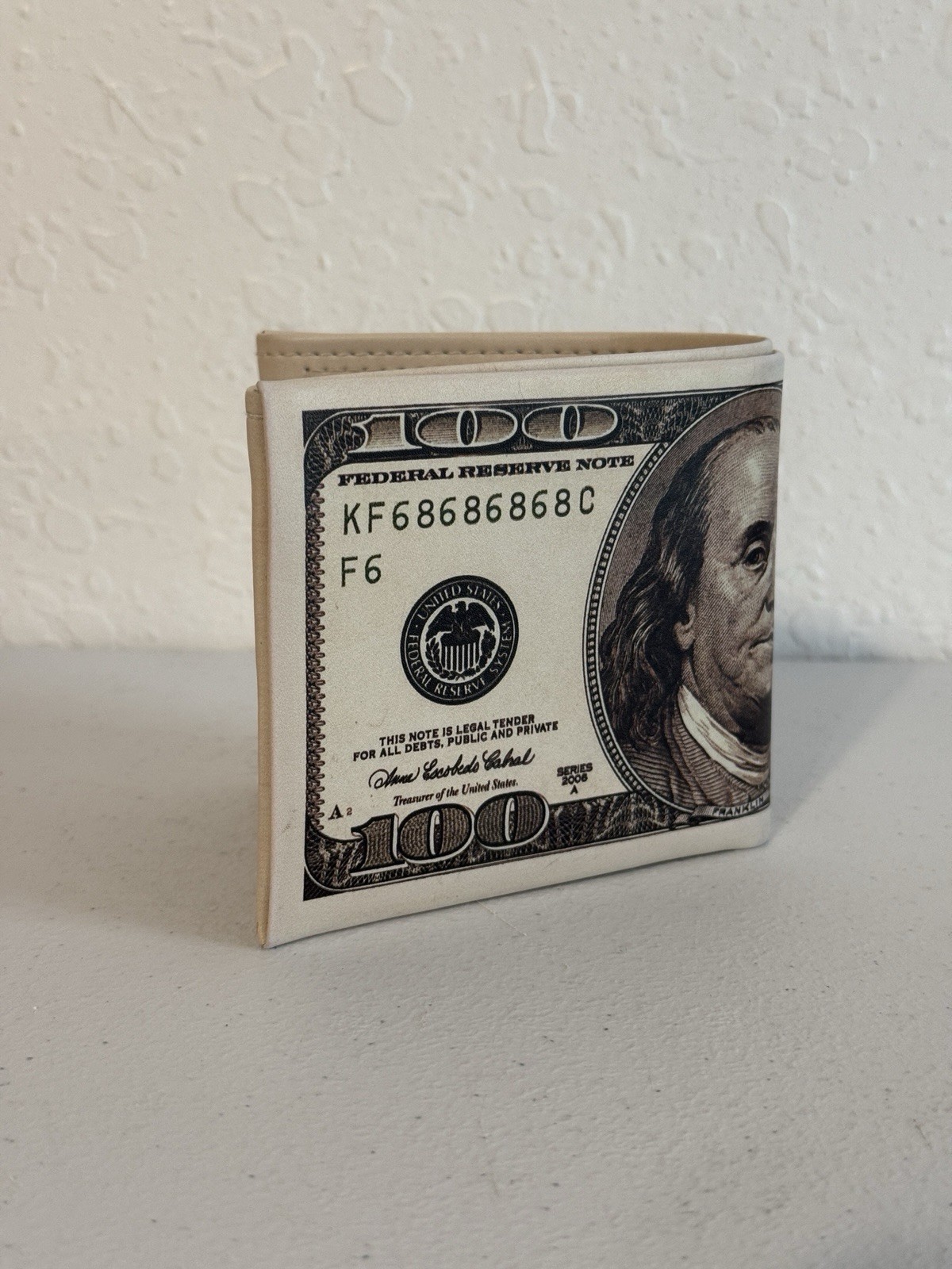 USA $100 One Hundred Dollar Bill Print Men’s Leather Bifold Novelty Wallet Gift