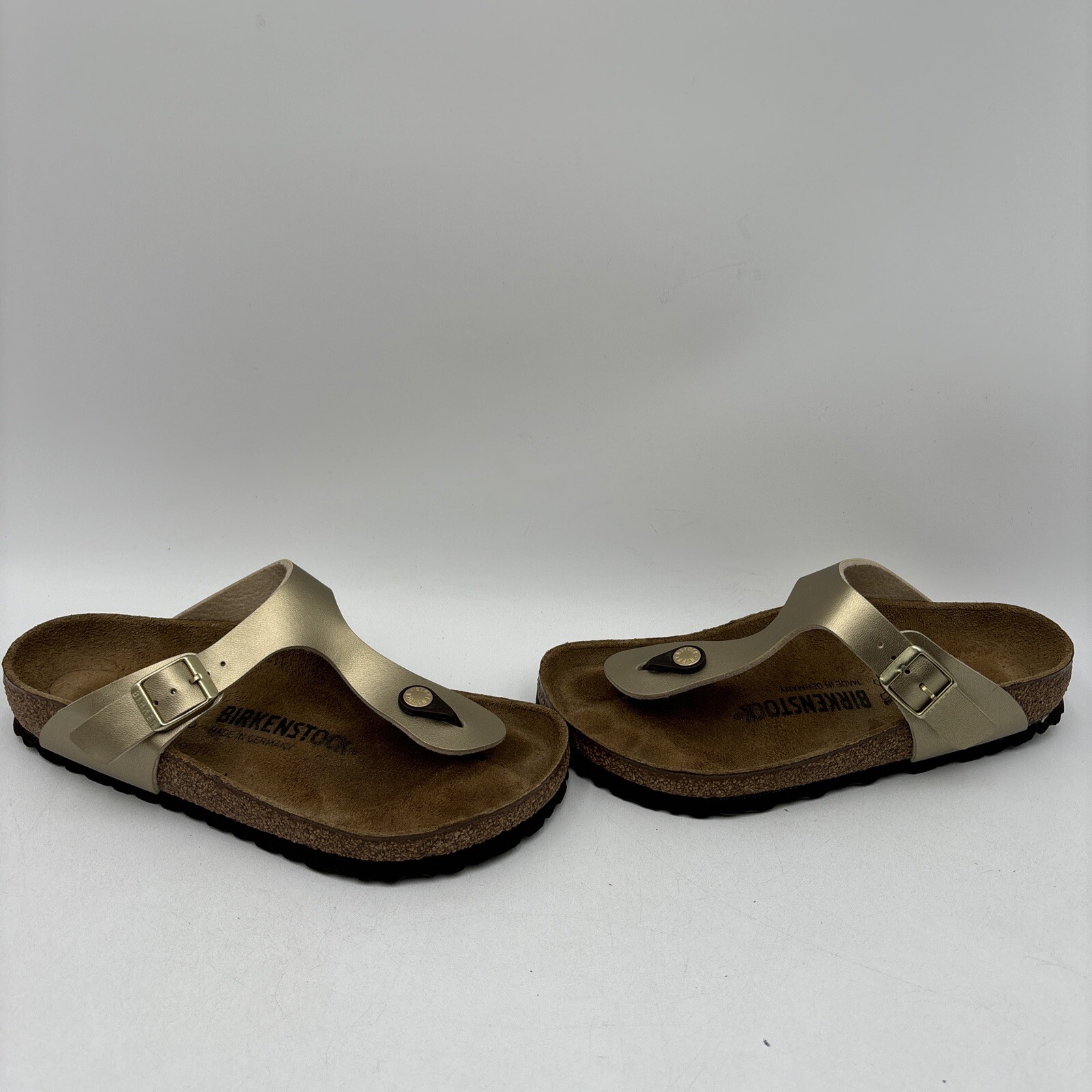 Birkenstock GIZEH Gold Birko-Flor Buckled Thong Sandal Unisex Men 4 Women 6 (37)
