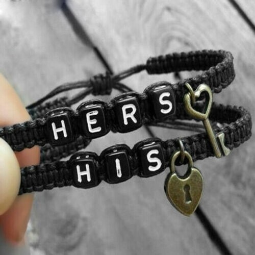 Couple Bracelet Lock Core Key Pendant Woven Hanging Rope Bracelet Jewelry Gift