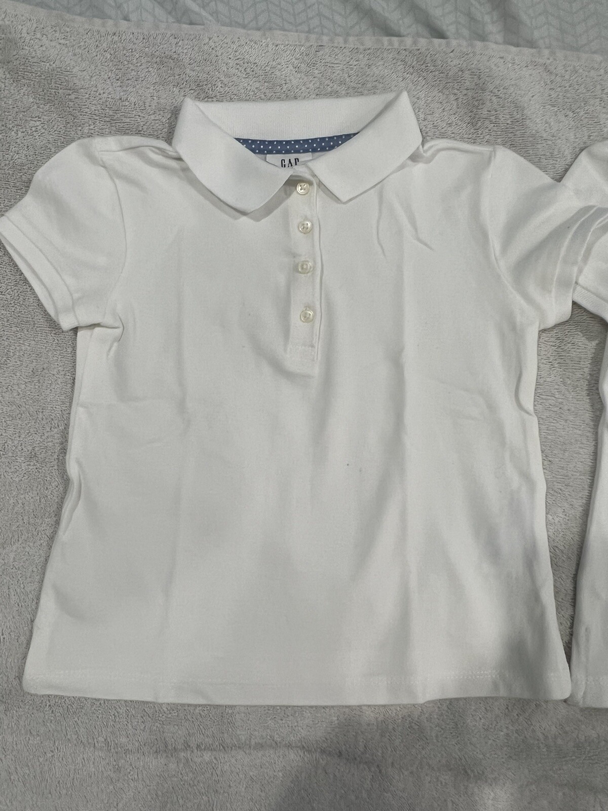 Girls Gap Kids White Polo Shirt Lot Uniform Size XS Peter Pan Collar Button