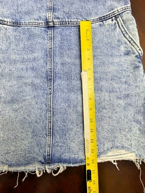 BLANK BYC Denim Jean Acid Wash Overalls MINI Skirt Y2K Jumper Overall SZ 26 S M