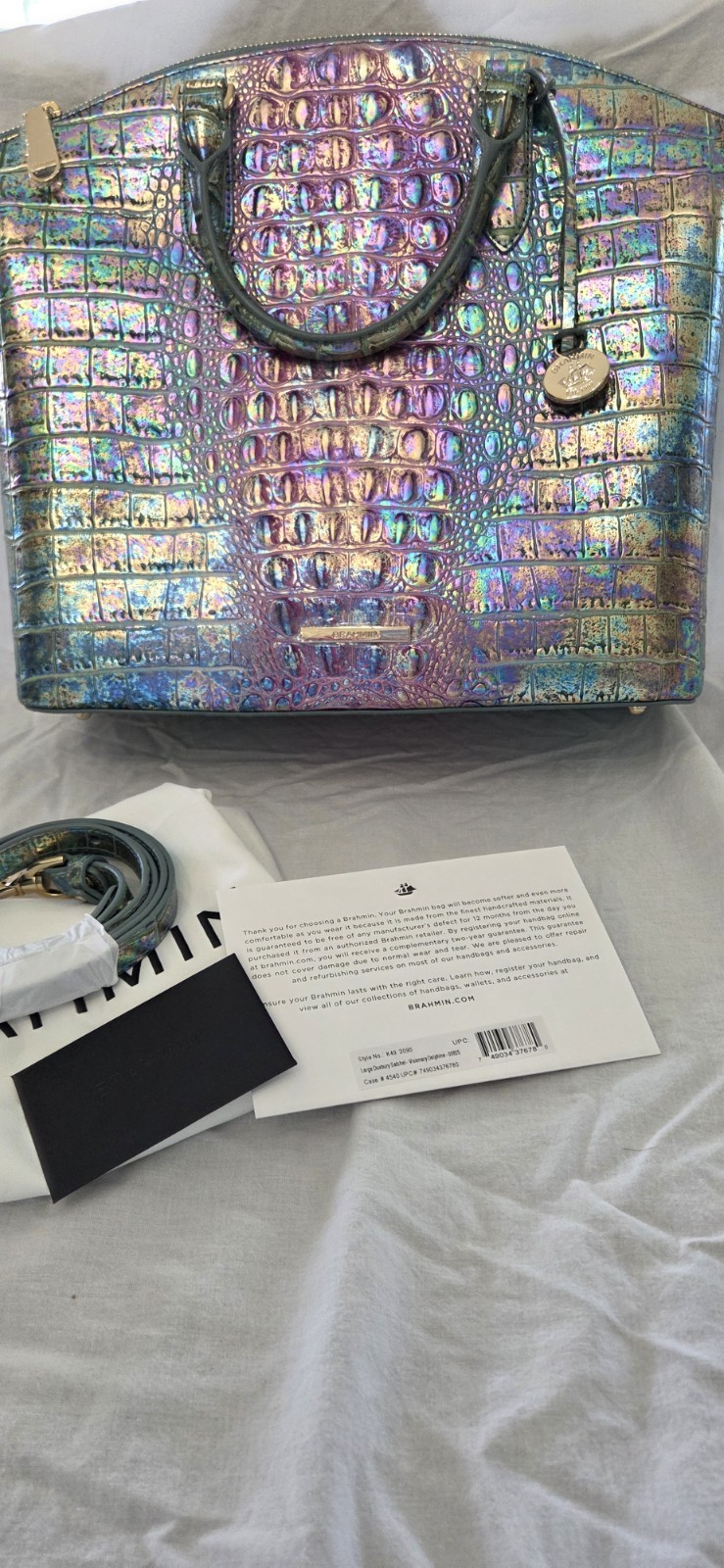 NWT Brahmin Large Duxbury Visionary Delphine Leather Satchel Metallic Shimmer