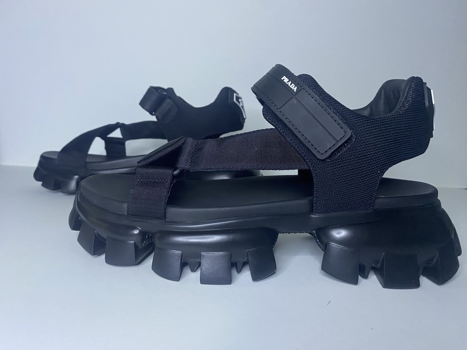 Men’s Size 10 US (9 UK) PRADA Lug-Sole Sport Sandals New In Box Black