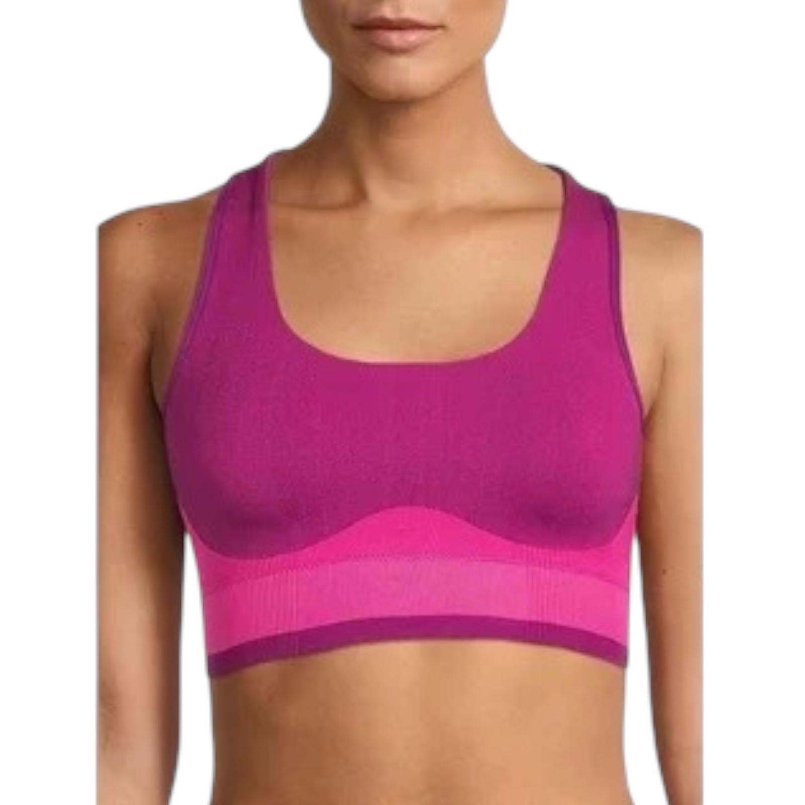 Avia Seamless Sports Bra Sz XL Pink Colorblock Contour Workout Activewear