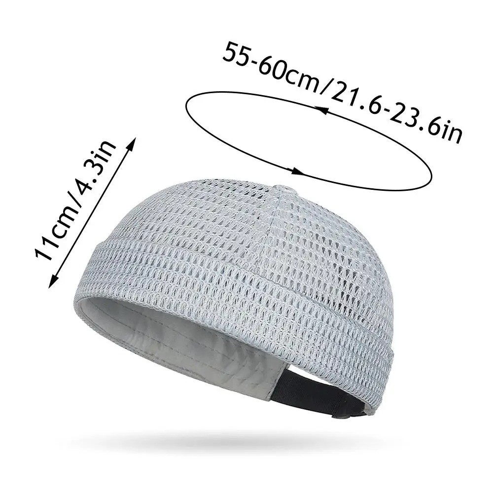 Men Breathable Quick Dry Mesh Skullcap Hat Summer Brimless Adjustable Sun Cap
