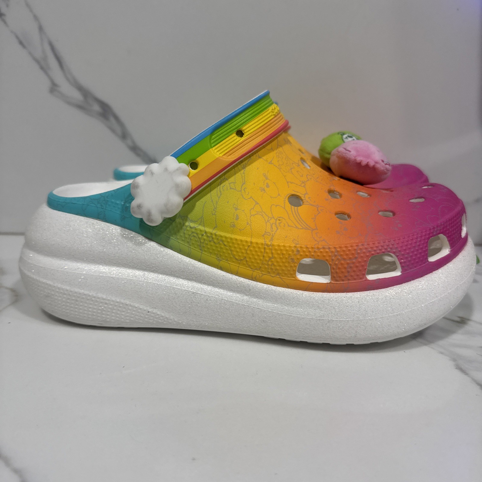 Care Bears Crush Clog Crocs Light Up Size W8 M6 Missing Care Bears Light Up
