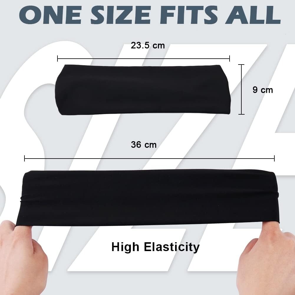 Sports Headband for Men Women Moisture Wicking Sweat Band Elastic Wide Hair Band