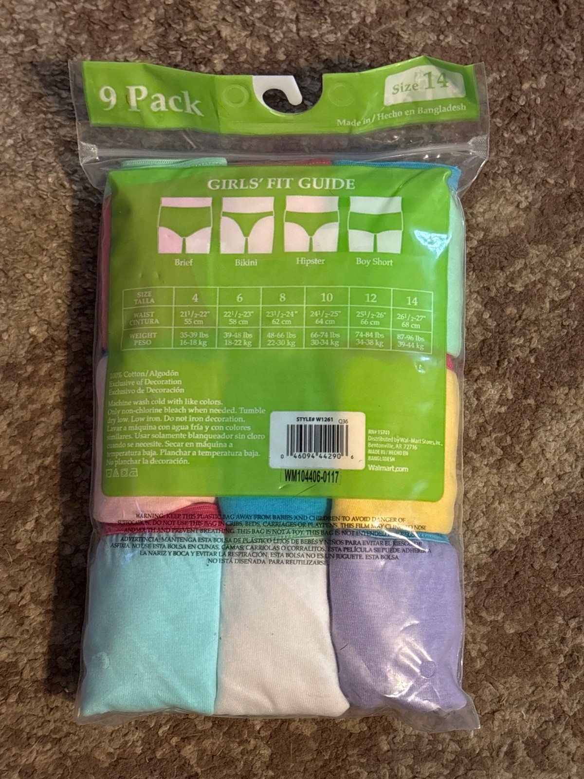 Girls Panties size14 Briefs 9 count days of the week + 2