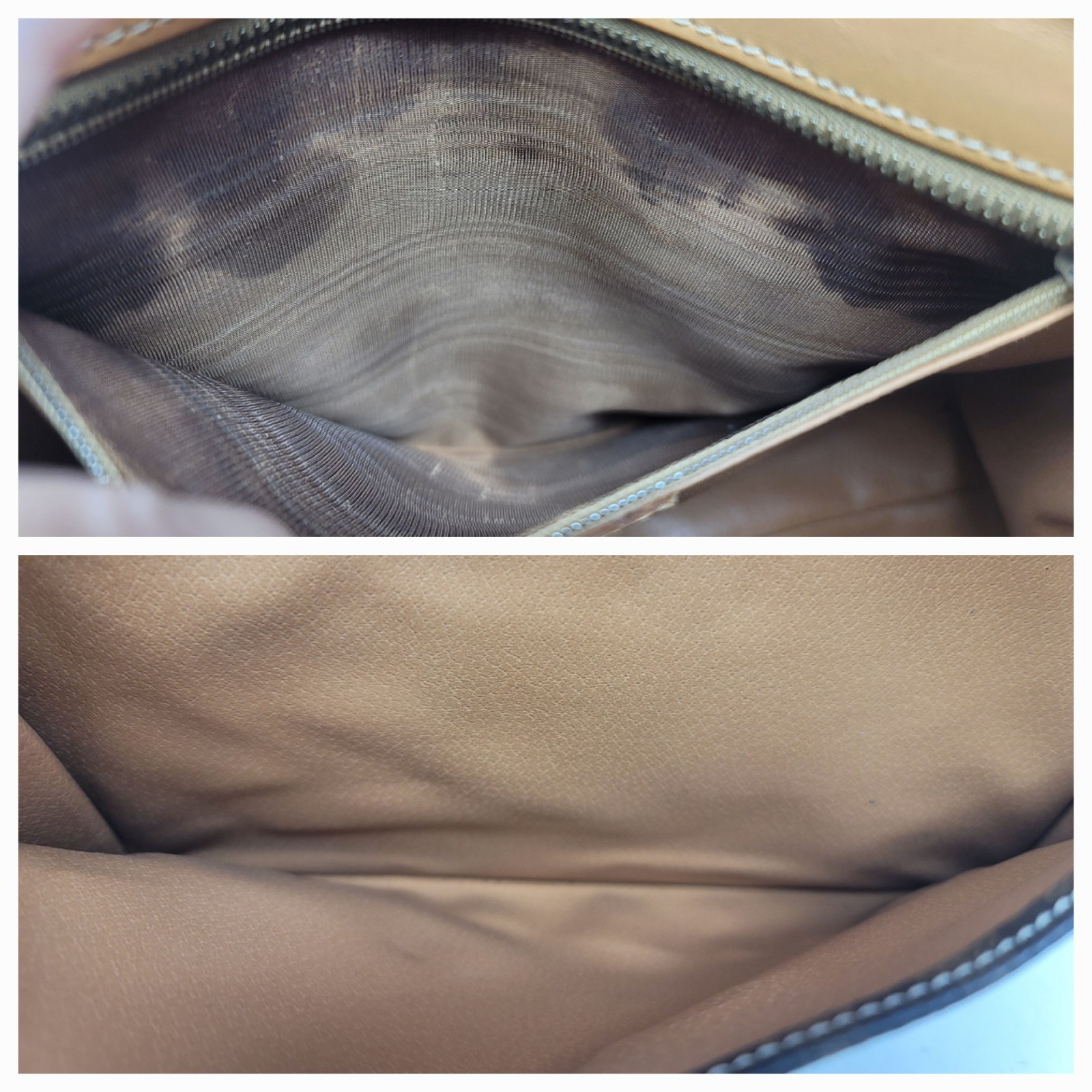 Celine Triomphe Brown Canvas Leather Large Shoulder Hand Bag Authentic Vintage